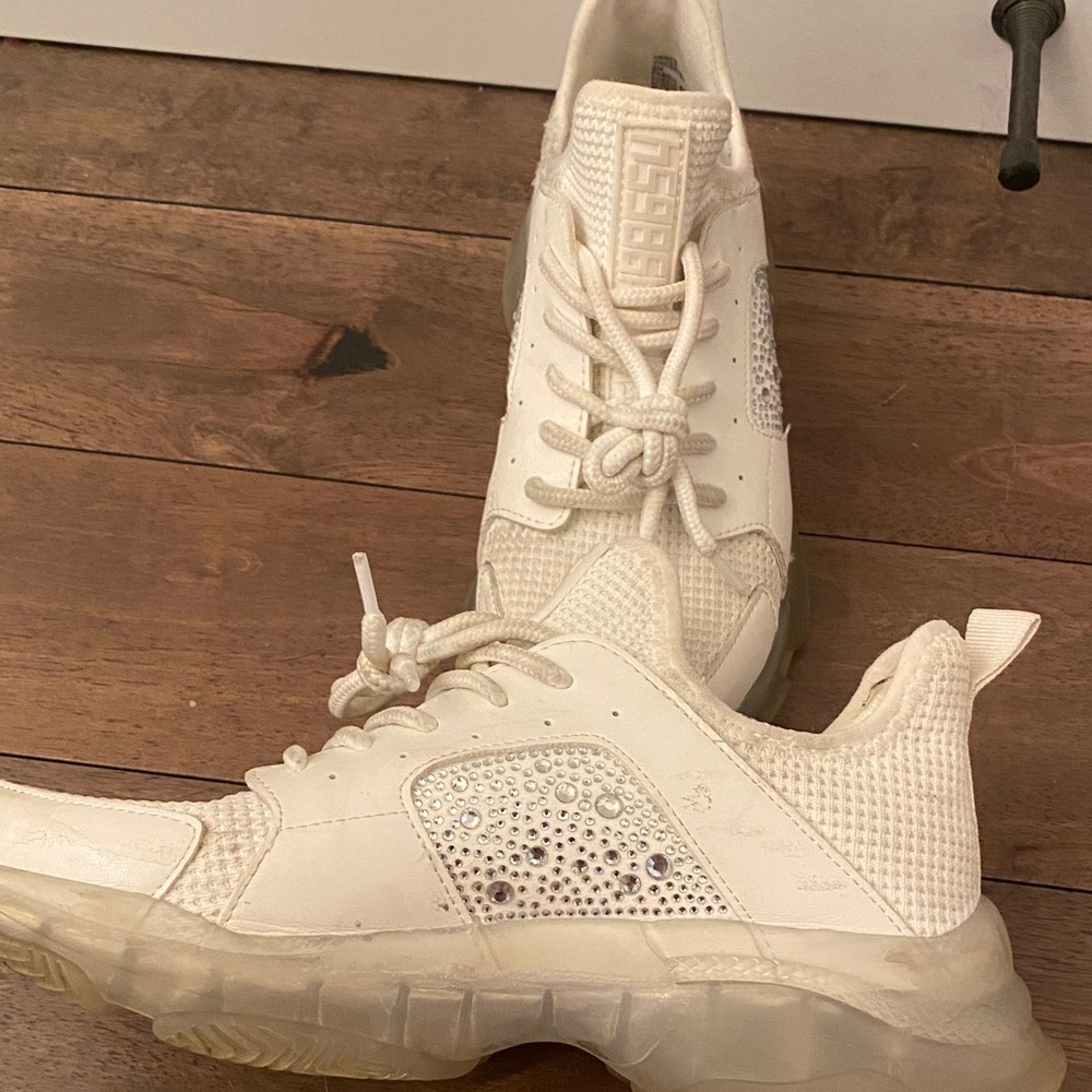 Steve Madden White Rhinestone Sneakers